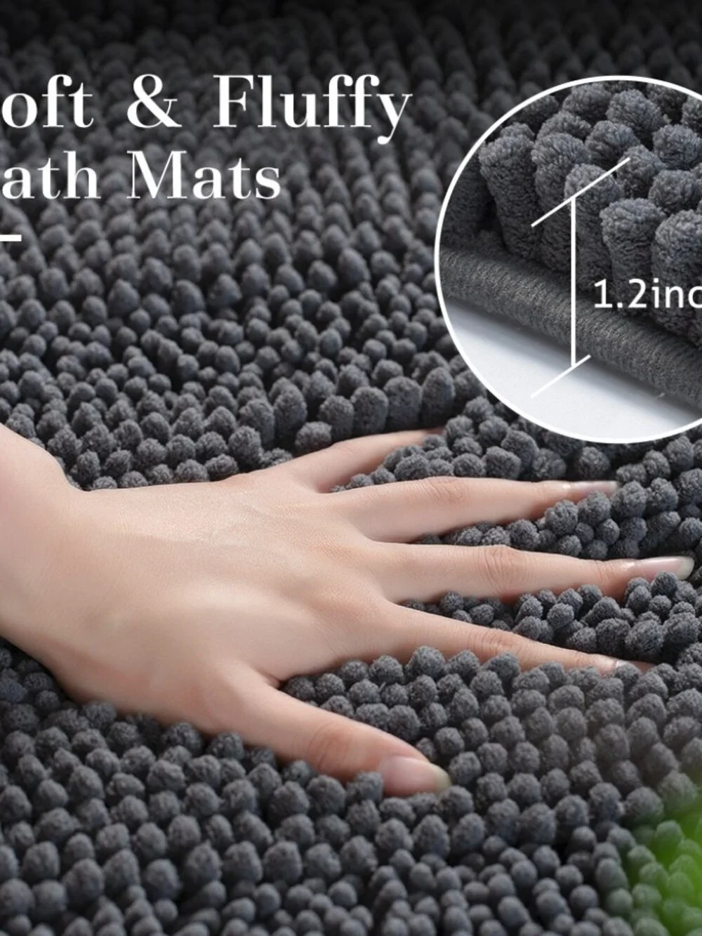 Chenille Bath Rug - New Original Packaging - 17x24 inches - Dark Grey